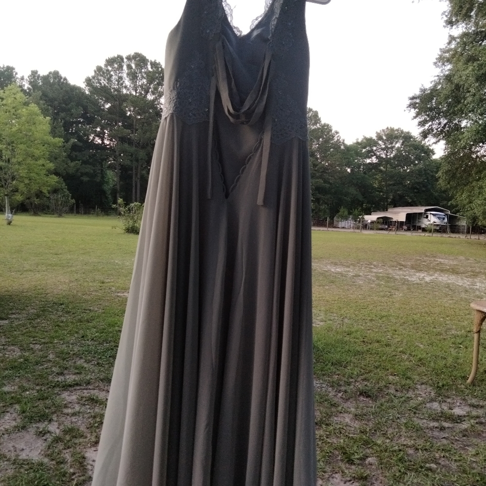 Grey gown with sequence at top and draw string in back